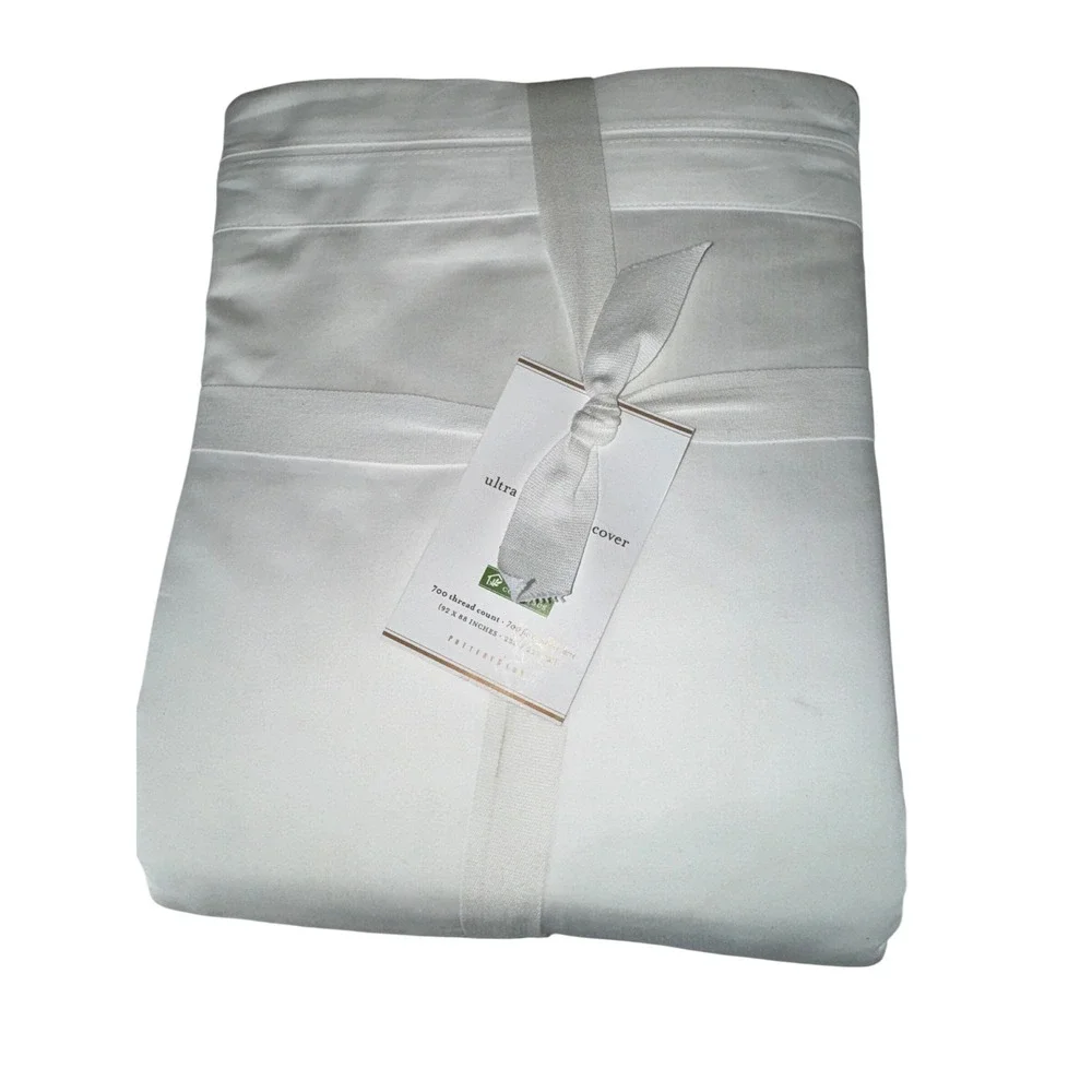 Pottery Barn Foundations Ultra Fine Duvet Cover White Full Queen 700 Cotton NWT